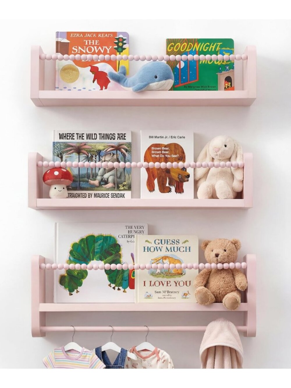 Pink Wall-Mounted Nursery Book Shelves - Kids Room Bookshelf Storage Solution